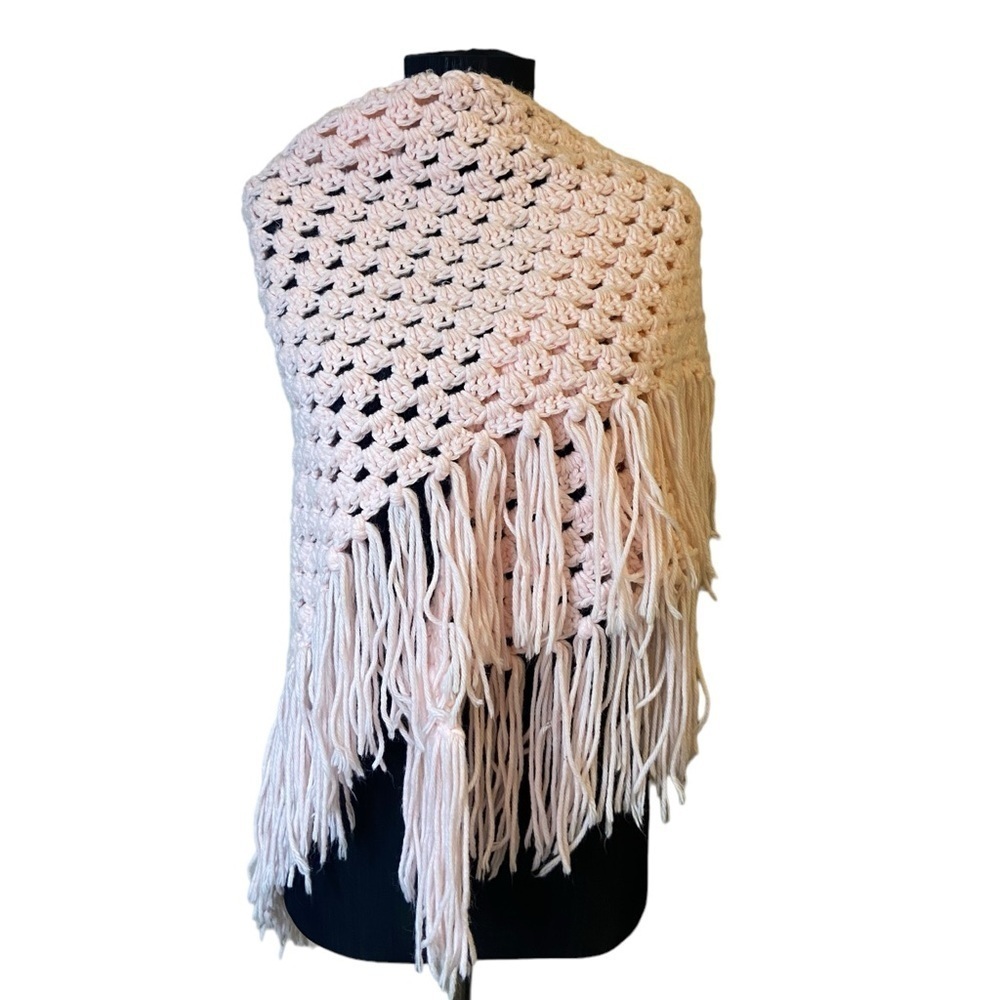 Light Pink Crochet Cape Sweater - Picture 4 of 10